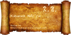Kubanek Nóra névjegykártya
